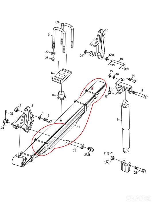 00676502900220000 FRONT STEEL PLATE SPRING ASSEMBLY