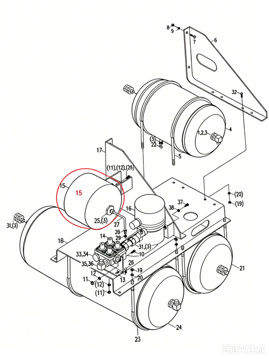 1070600004  REGENERATED GAS CYLINDER ASSEMBLY 5L