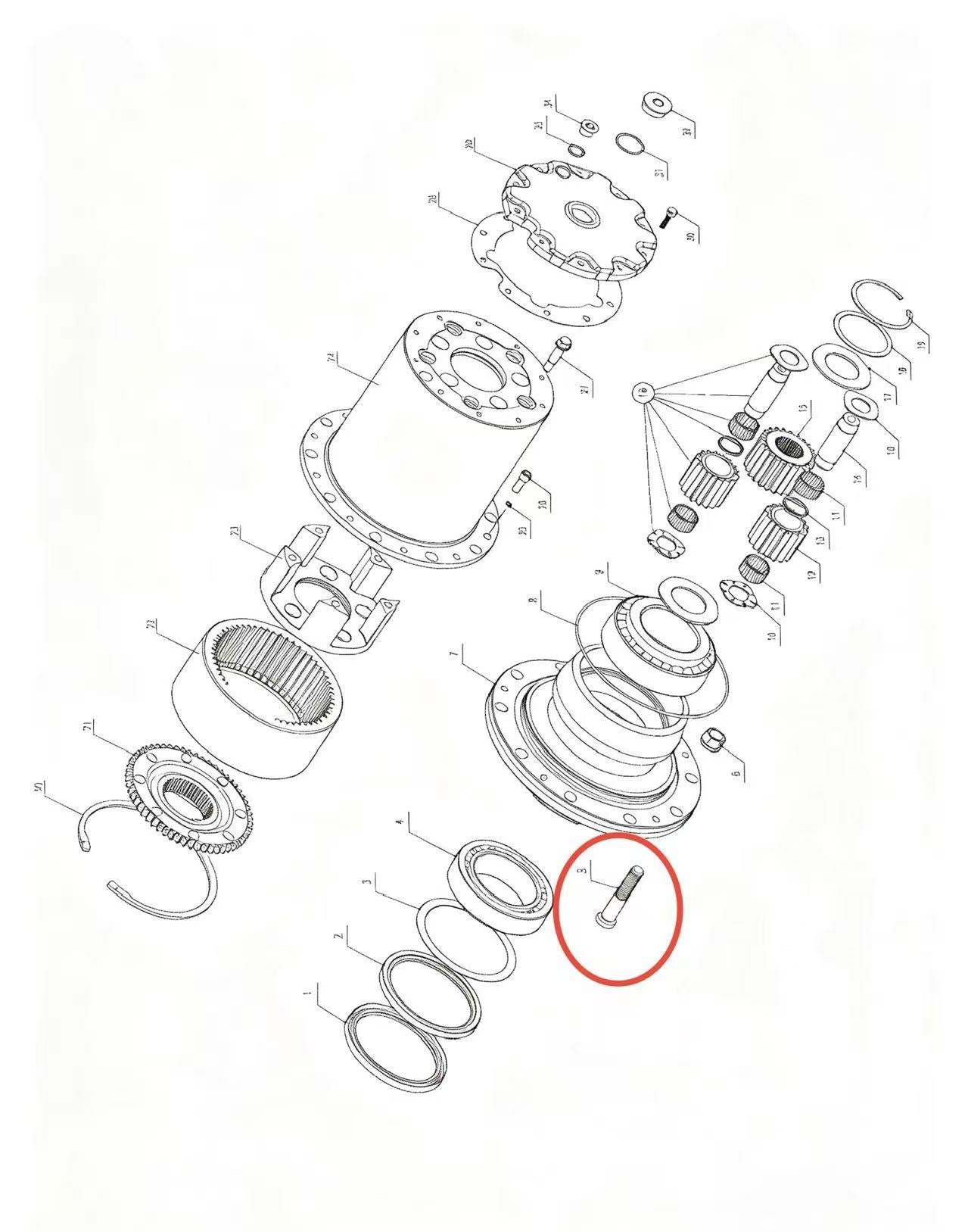 A2406101A1 ZOOMLION BRAND SPECIAL CHASSIS FOR TRUCK CRANE-WHEEL SIDE REDUCER ASSEMBLY-WHEEL MOUNTING BOLT