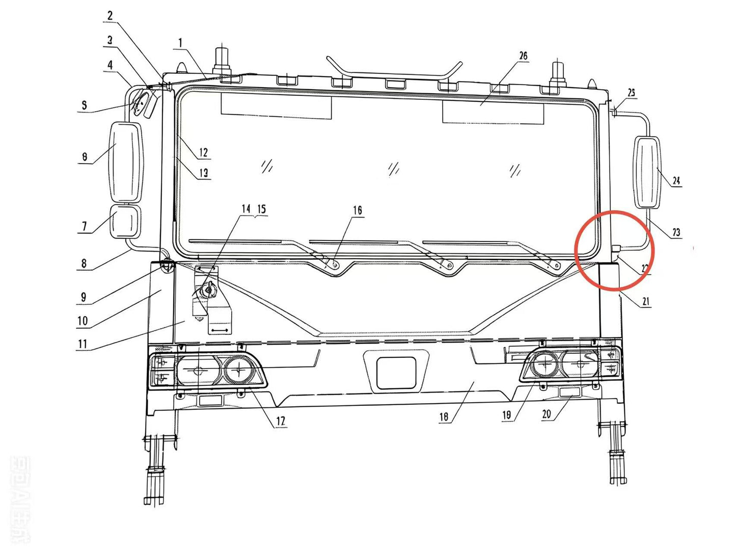 JZL1 SUPPORT ROD OF LEFT REARVIEW MIRROR