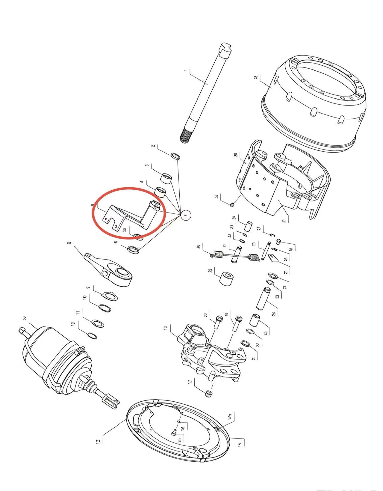 3502141Y1A ZOOMLION BRAND SPECIAL CHASSIS FOR TRUCK CRANE-BRAKE ASSEMBLY-LEFT SEAT