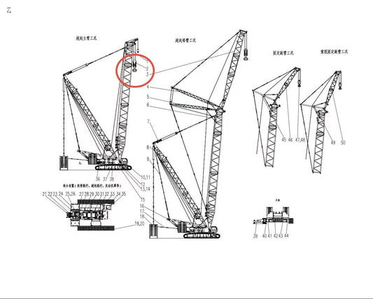 D00662010001000000Z ZOOMLION 500 TON CRAWLER CRANE | QUY500W WIND POWER CRAWLER CRANE-COMPLETE MACHINE-HOOK ASSEMBLY