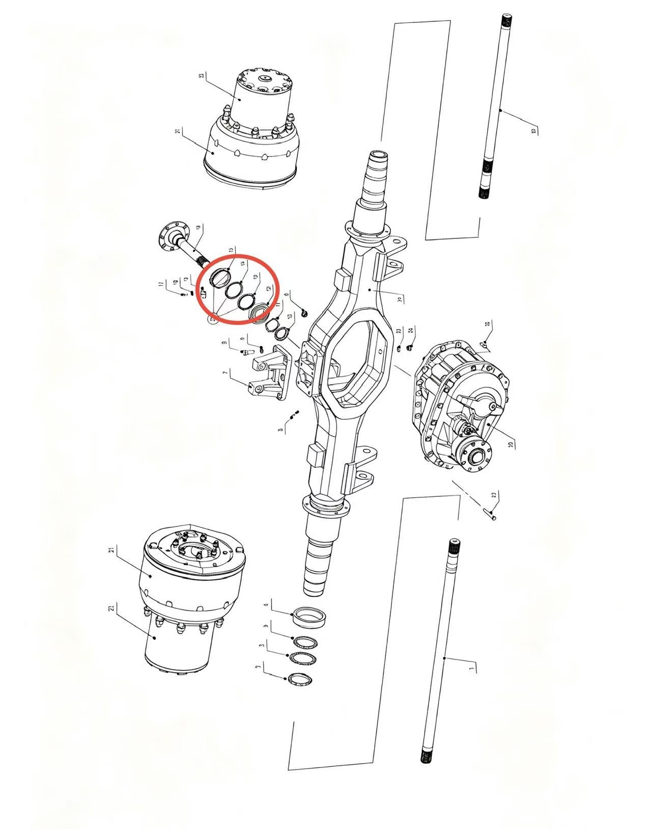 A2500050 ZOOMLION BRAND SPECIAL CHASSIS FOR TRUCK CRANE-INTERMEDIATE AXLE ASSEMBLY‑SCREW RING ASSEMBLY