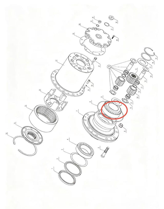 A2406090 ZOOMLION BRAND SPECIAL CHASSIS FOR TRUCK CRANE-WHEEL SIDE REDUCER ASSEMBLY-CONICAL ROLLER BEARING(OUTSIDE)