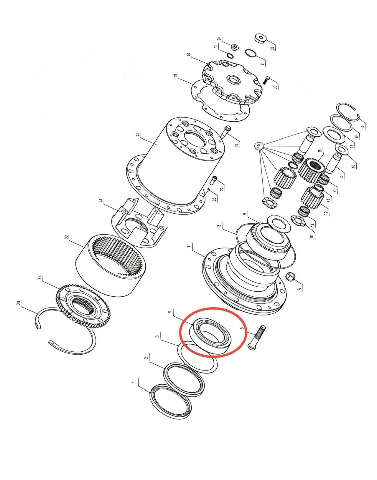 A2406100 ZOOMLION BRAND SPECIAL CHASSIS FOR TRUCK CRANE-WHEEL‑SIDE REDUCER ASSEMBLY-CONICAL ROLLER BEARING(INSIDE)