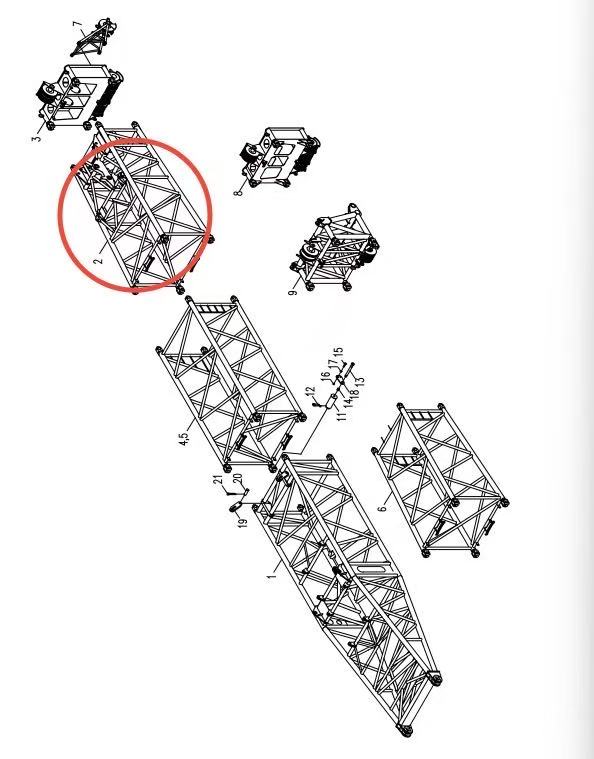 00662000100400000 ZOOMLION 500 TON CRAWLER CRANE | QUY500W WIND POWER CRAWLER CRANE-BOOM SYSTEM-TOP SECTION BOOM