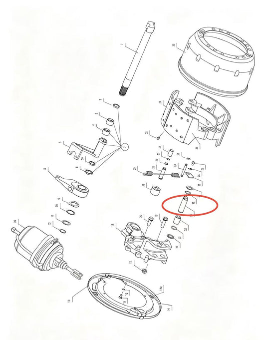 3501028 ZOOMLION BRAND SPECIAL CHASSIS FOR TRUCK CRANE-BRAKE ASSEMBLY-BRAKE SHOE SUPPORTING PIN