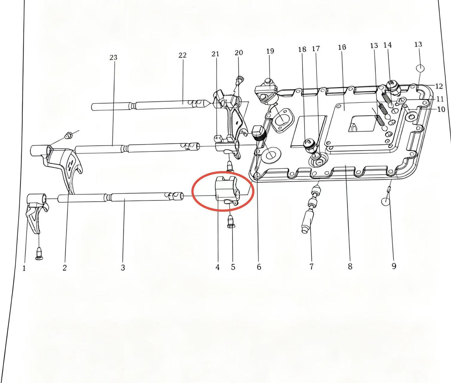 14659 ZOOMLION BRAND SPECIAL CHASSIS FOR TRUCK CRANE-GUIDE BLOCK OF THE 3RD AND 4TH GEAR