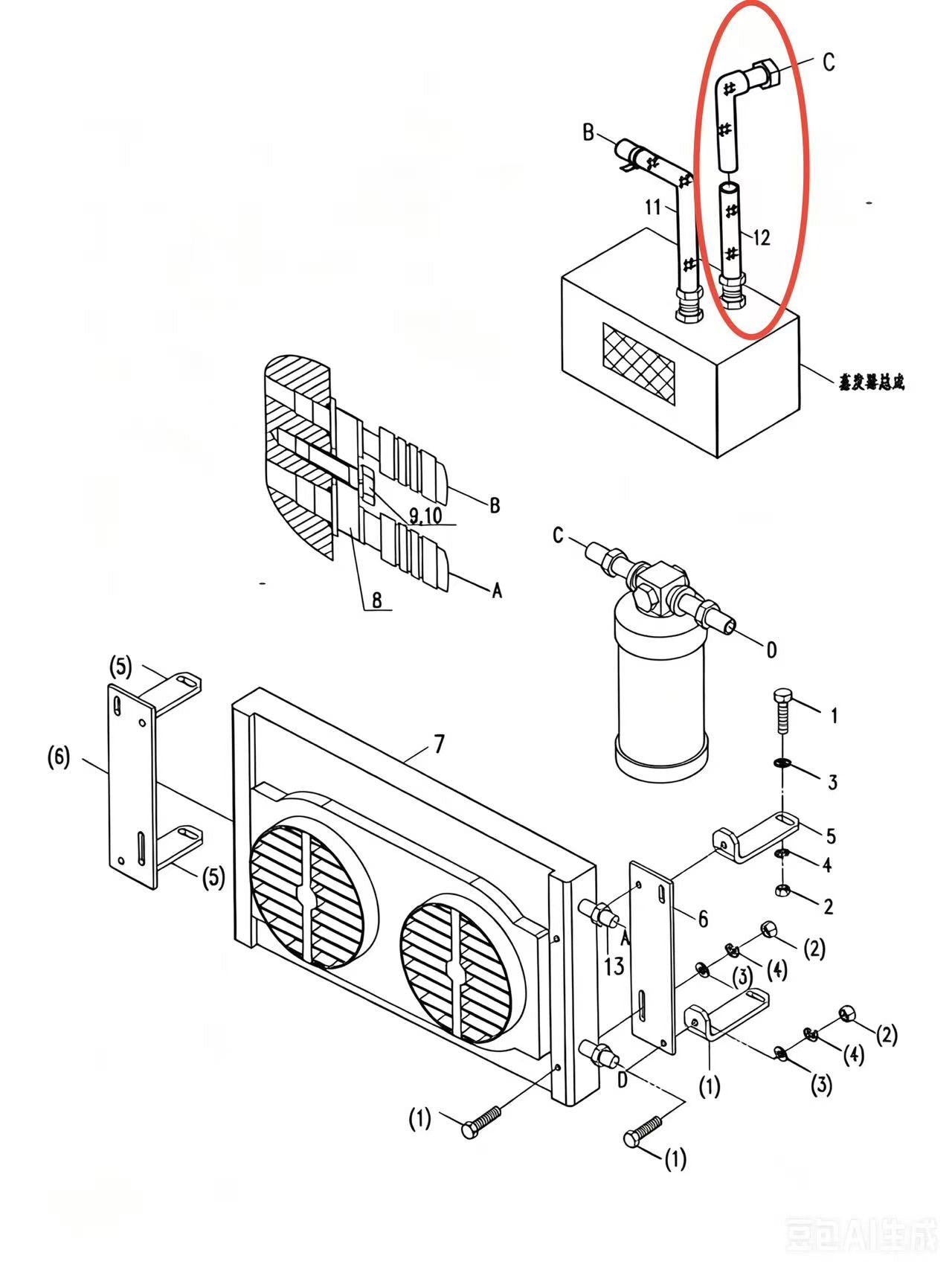 1140203810  LIQUID RECEIVER-EVAPORATOR HOSE ASSEMBLY L=1400MM