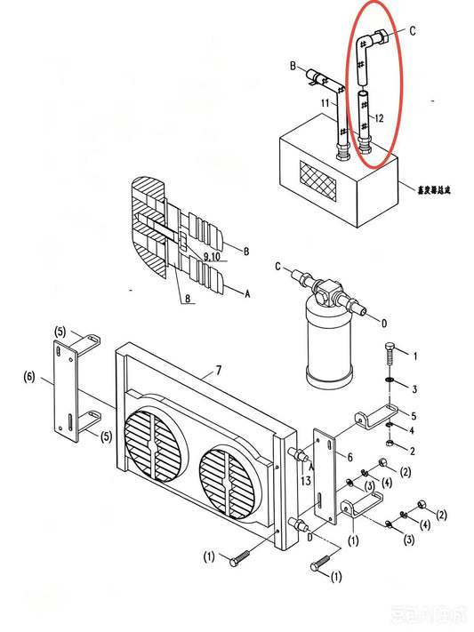 1140203810  LIQUID RECEIVER-EVAPORATOR HOSE ASSEMBLY L=1400MM