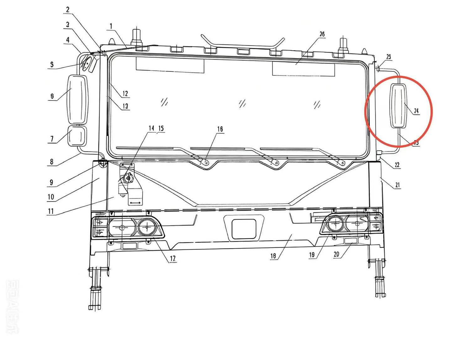 RDGDX UPPER BRACKET OF LEFT REARVIEW MIRROR