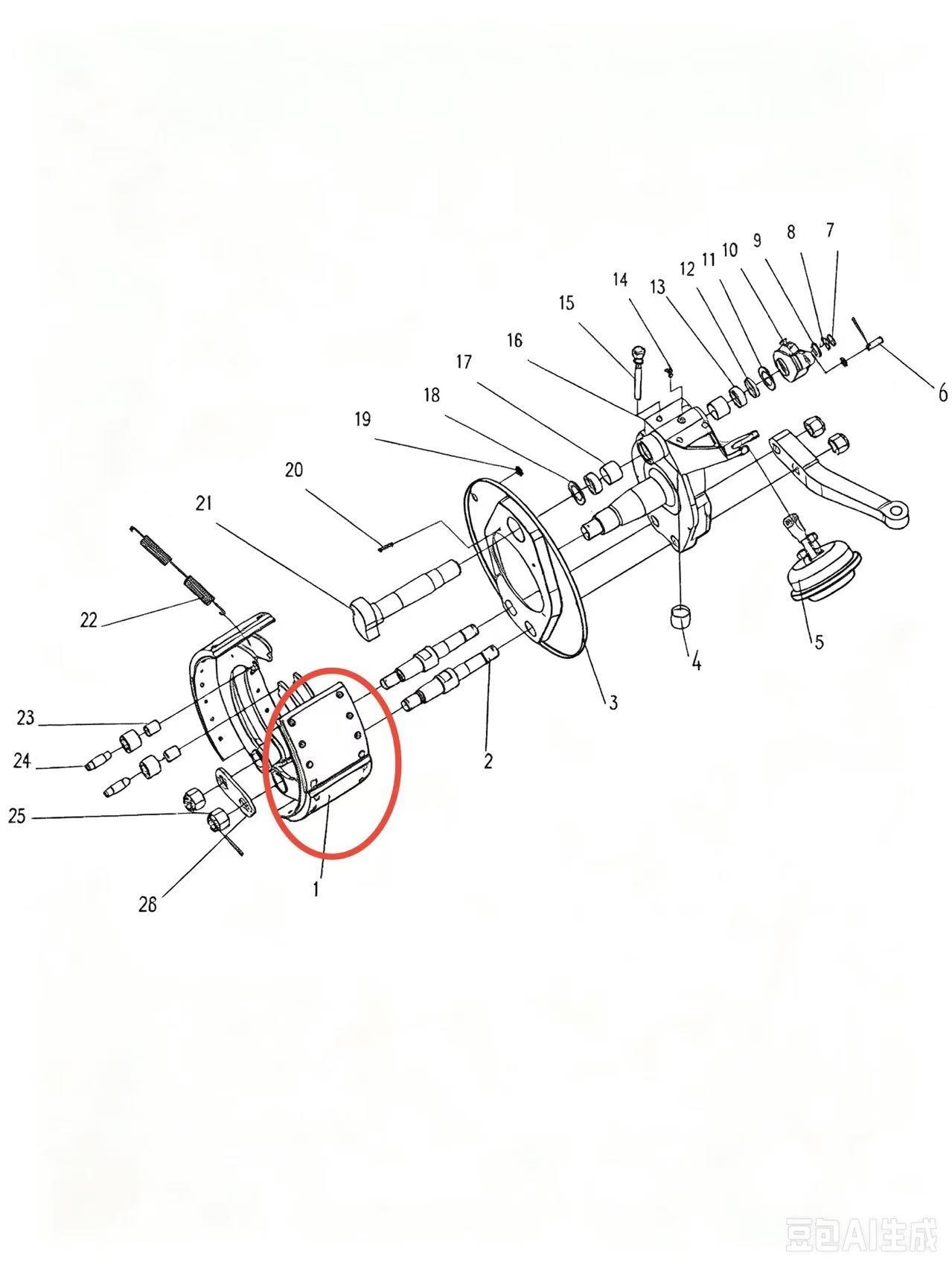 L3501180X42A ZOOMLION BRAND SPECIAL CHASSIS FOR TRUCK CRANE-FRONT BRAKE ASSEMBLY-BRAKE SHOE WITH FRICTION LINING ASSY