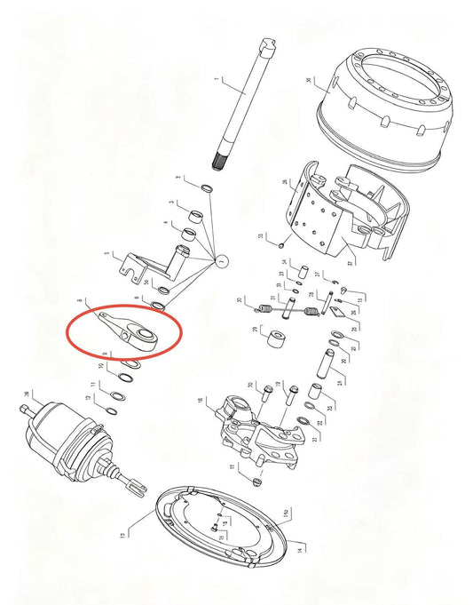 3502090YZ ZOOMLION BRAND SPECIAL CHASSIS FOR TRUCK CRANE-BRAKE ASSEMBLY-LEFT CAMSHAFT