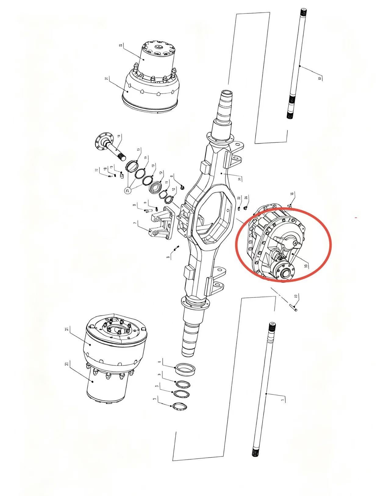 A2502XB A2504XB-D ZOOMLION BRAND SPECIAL CHASSIS FOR TRUCK CRANE-INTERMEDIATE AXLE ASSEMBLY‑MIDDLE AXLE MAIN REDUCER