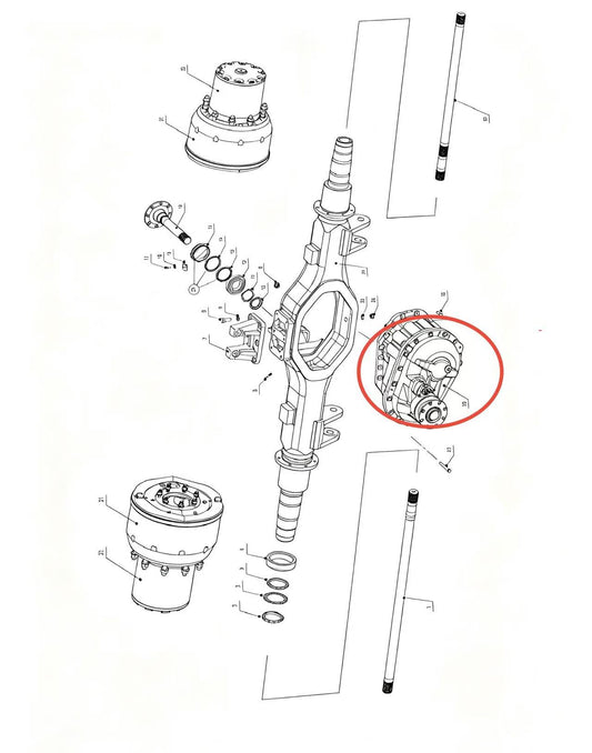 A2502XB A2504XB-D ZOOMLION BRAND SPECIAL CHASSIS FOR TRUCK CRANE-INTERMEDIATE AXLE ASSEMBLY‑MIDDLE AXLE MAIN REDUCER