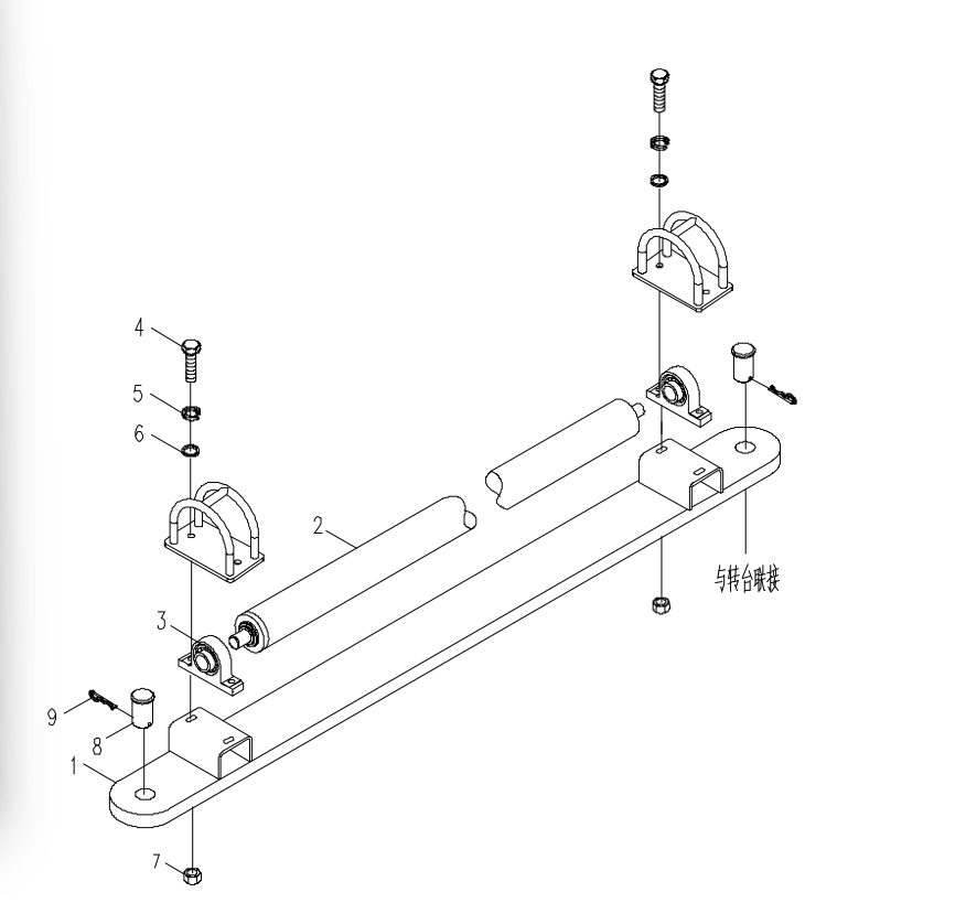 D00662004700400000Z ZOOMLION QUY500W CRAWLER CRANE -ROTATING PLATFORM SYSTEM-SUPPORT BRACKET FOR ROPE‑SUPPORT ROLLER