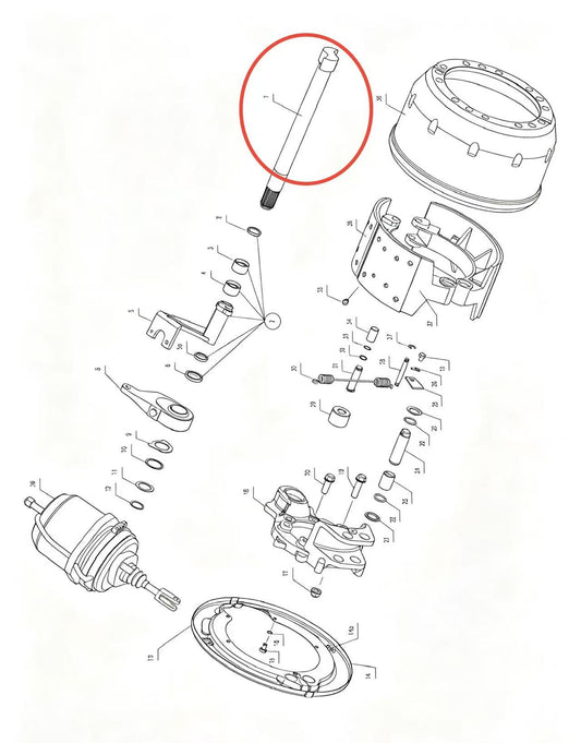 3502013Y2 ZOOMLION BRAND SPECIAL CHASSIS FOR TRUCK CRANE-BRAKE ASSEMBLY-LEFT BRAKE CAMSHAFT
