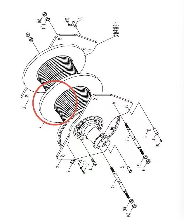 1030200604 ZOOMLION QUY500W CRAWLER CRANE -LUFFING MECHANISM-WINCH REDUCER, MOTOR AND COUNTERBALANCE VALVE