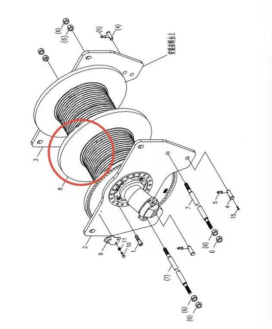 1030200604 ZOOMLION QUY500W CRAWLER CRANE -LUFFING MECHANISM-WINCH REDUCER, MOTOR AND COUNTERBALANCE VALVE