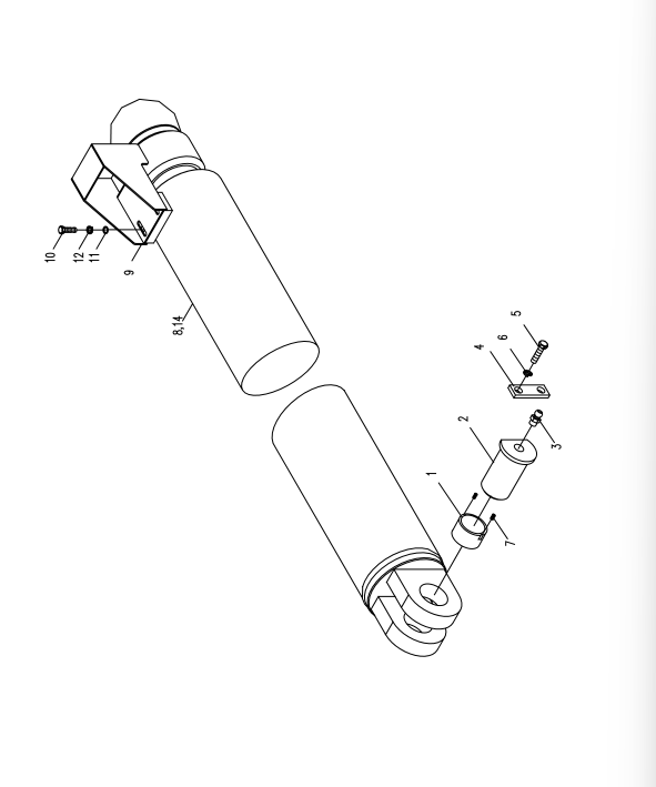 D00662003100800000Z ZOOMLION QUY500W CRAWLER CRANE-BOOM SYSTEM-MAIN BOOM BACK‑TILT PREVENTION CYLINDER INSTALLATION