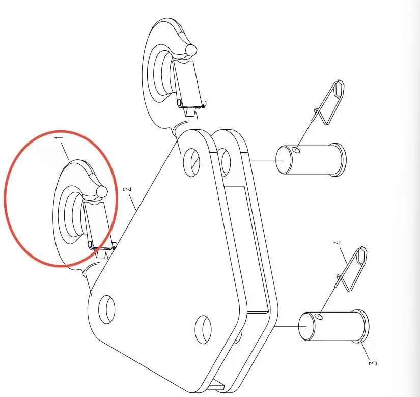 1090400068 ZOOMLION QUY500W CRAWLER CRANE -ROTATING PLATFORM SYSTEM-CYLINDER LIFTING ATTACHMENT ASSEMBLY-AMERICAN PATTERN CARGO HOOK 320A-150 ST158