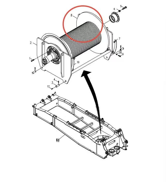 1030200471 ZOOMLION QUY500W CRAWLER CRANE -LIFTING MECHANISM-MAIN WINCH REDUCER + MOTOR + SENSOR