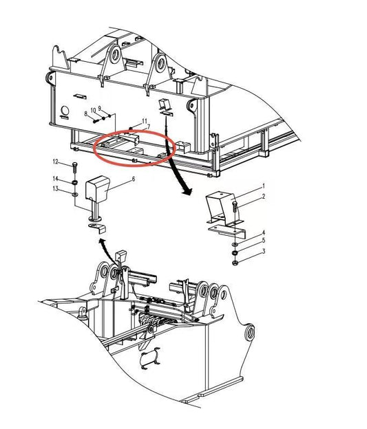 00663604710620000 ZOOMLION QUY500W CRAWLER CRANE -ROTATING PLATFORM SYSTEM-CABLE REEL BRACKET