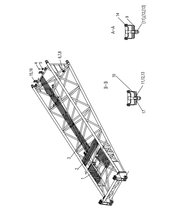 D00663606600800000Z ZOOMLION  QUY500W CRAWLER CRANE -BOOM SYSTEM‑TOP SECTION OF TOWER BOOM-TOWER BOOM BASE SECTION ACCESSORIES INSTALLATION