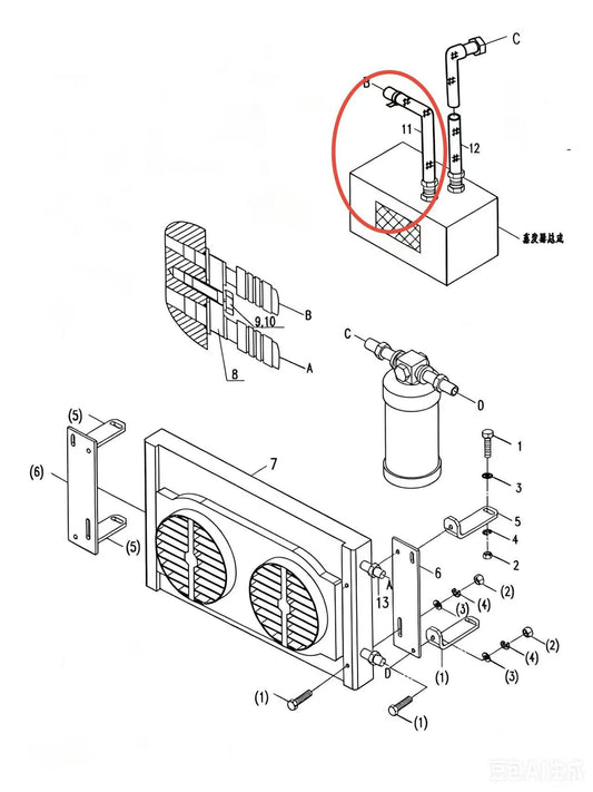 1130100288 COMPRESSOR TO EVAPORATOR HOSE ASSEMBLY L=2500mm