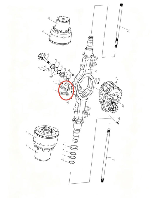 2500024P2 ZOOMLION BRAND SPECIAL CHASSIS FOR TRUCK CRANE-INTERMEDIATE AXLE ASSEMBLY‑UP THRUST BAR