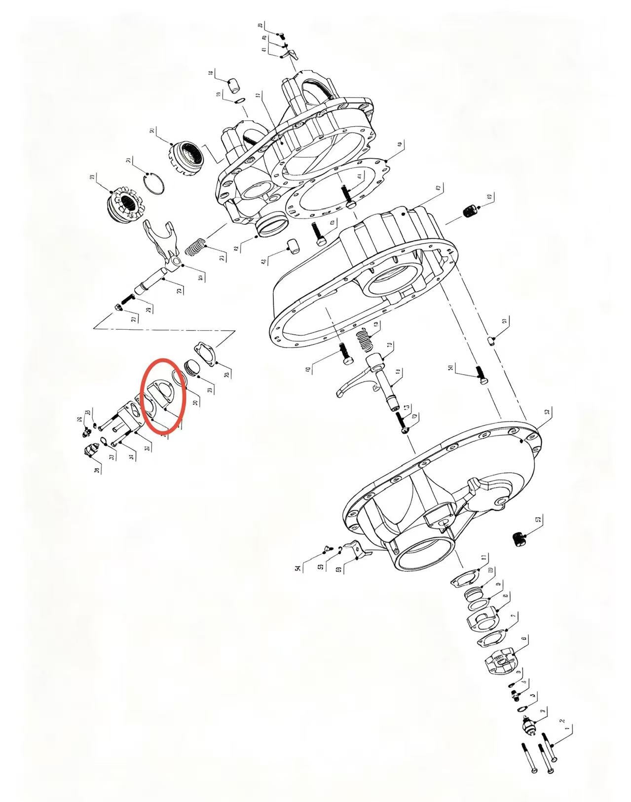 A2306021 ZOOMLION BRAND SPECIAL CHASSIS FOR TRUCK CRANE-MIDDLE AXLE MAIN REDUCER ASSEMBLY-CONTROLLING CYLINDER