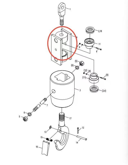 00663804200810000 ZOOMLION QUY500W CRAWLER CRANE -LIFTING MECHANISM-HOOK BODY