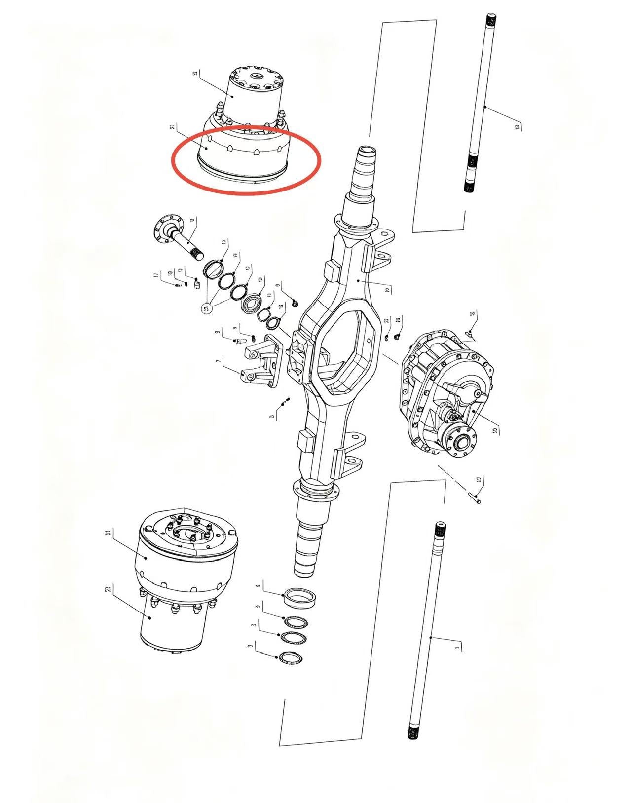 3502Y1A ZOOMLION BRAND SPECIAL CHASSIS FOR TRUCK CRANE-INTERMEDIATE AXLE ASSEMBLY‑ BRAKE AND BRAKE DRUM ASSEMBLY