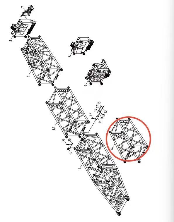 00662000101200000 ZOOMLION 500 TON CRAWLER CRANE | QUY500W WIND POWER CRAWLER CRANE-BOOM SYSTEM-TRANSITION BOOM