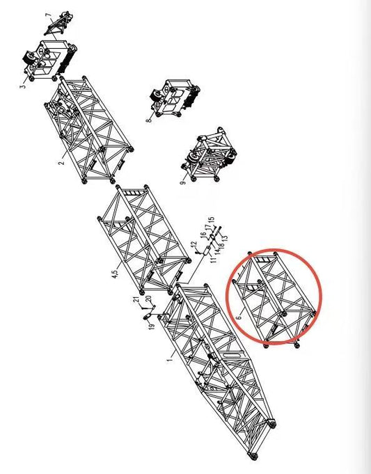 00662000101200000 ZOOMLION 500 TON CRAWLER CRANE | QUY500W WIND POWER CRAWLER CRANE-BOOM SYSTEM-TRANSITION BOOM