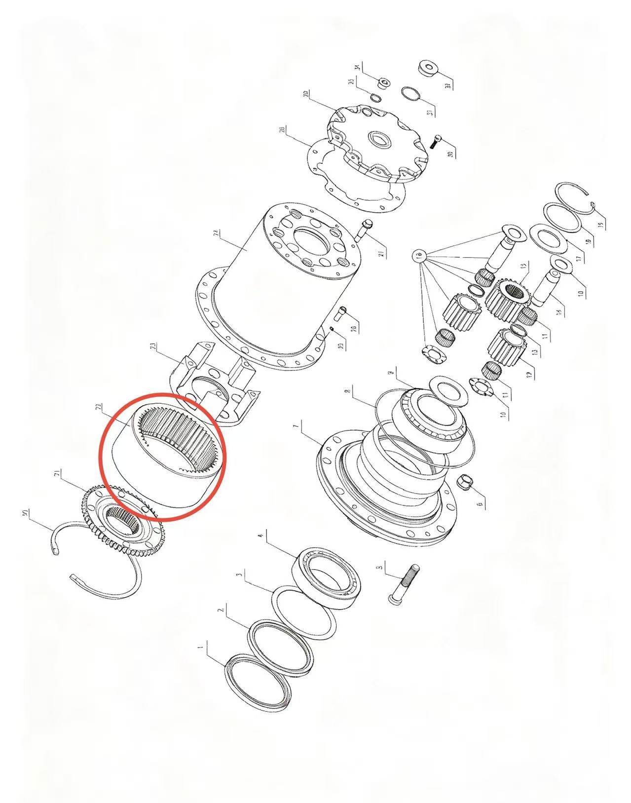 A2305041 ZOOMLION BRAND SPECIAL CHASSIS FOR TRUCK CRANE-WHEEL SIDE REDUCER ASSEMBLY-GEAR RING