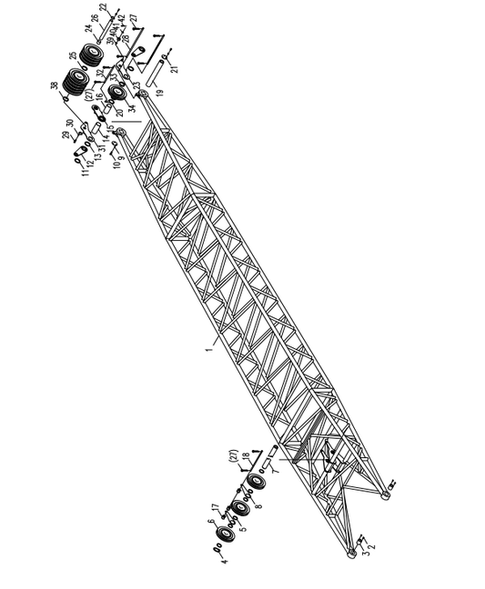 D00663607900000000Z ZOOMLION  QUY500W CRAWLER CRANE -BOOM SYSTEM‑TOP SECTION OF TOWER BOOM-TOWER JIB REAR STRUT