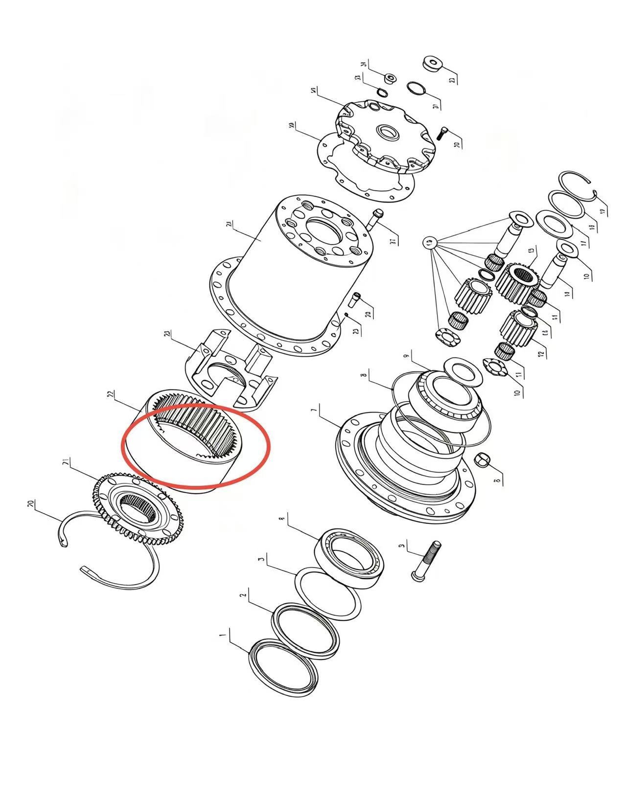 A2305041 ZOOMLION BRAND SPECIAL CHASSIS FOR TRUCK CRANE-WHEEL‑WHEEL‑SIDE REDUCER ASSEMBLY-GEAR RING