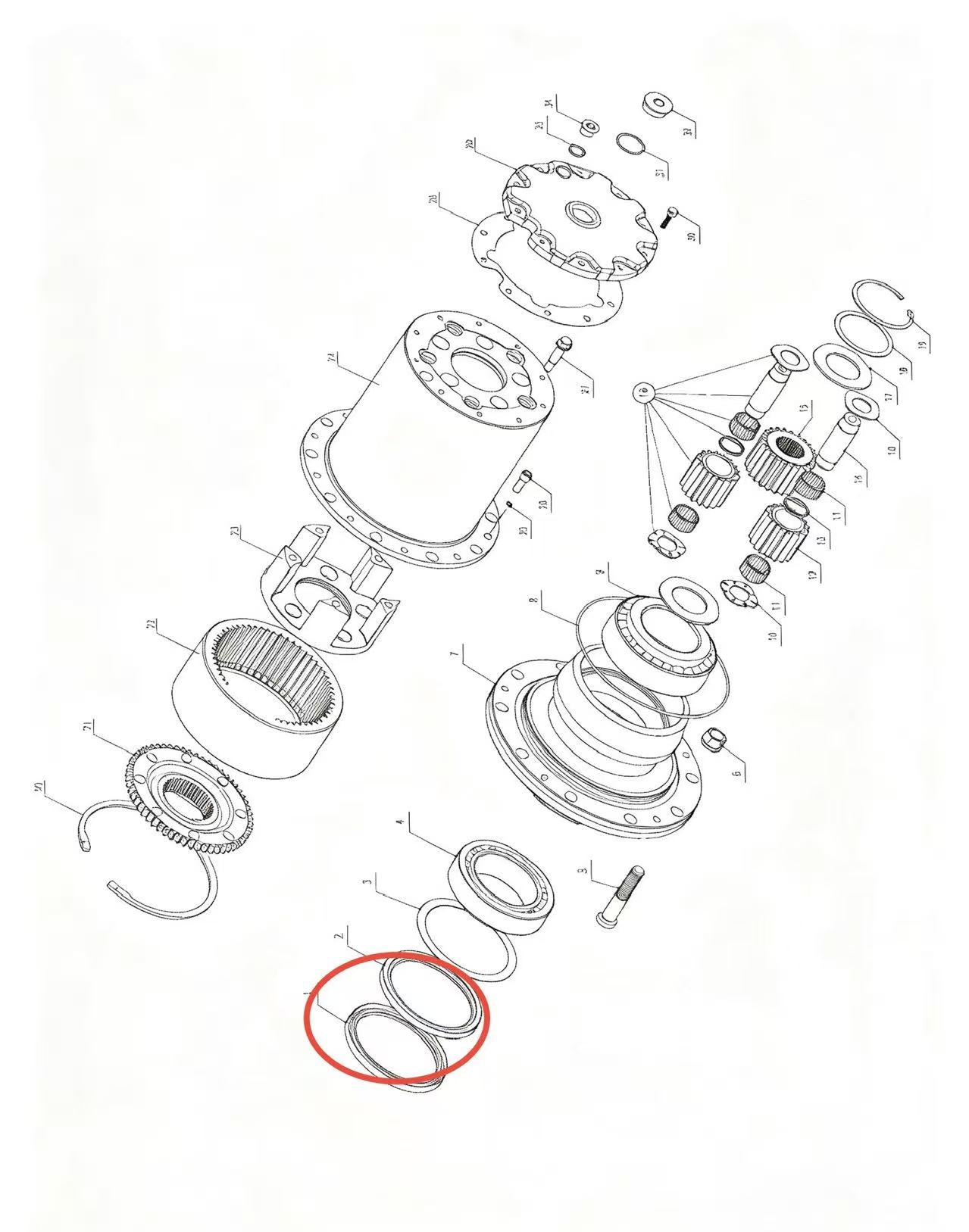 A2406060 ZOOMLION BRAND SPECIAL CHASSIS FOR TRUCK CRANE-WHEEL SIDE REDUCER ASSEMBLY-OIL SEAL