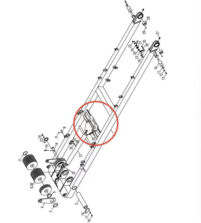 00663604701400000 ZOOMLION QUY500W CRAWLER CRANE -ROTATING PLATFORM SYSTEM-MAST ASSEMBLY-CYLINDER LIFTING DEVICE ASSEMBLY