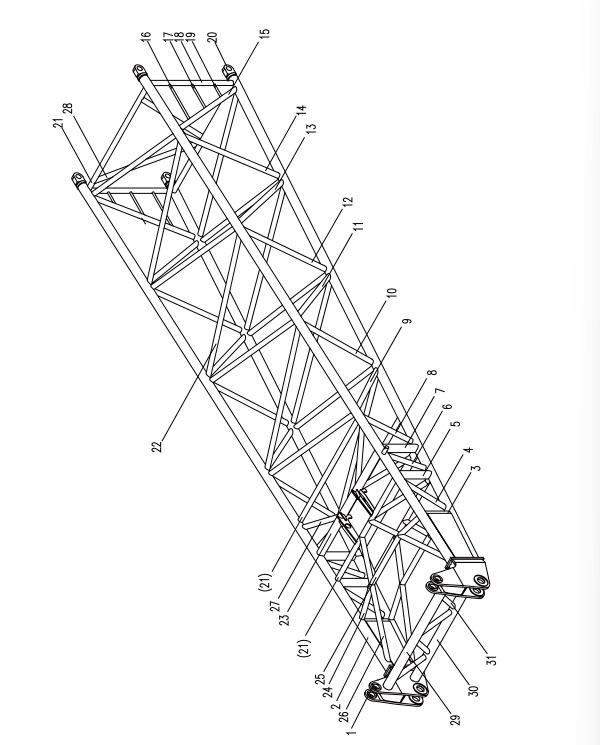 D00662006600200000Z ZOOMLION  QUY500W CRAWLER CRANE -BOOM SYSTEM‑TOWER BOOM BASE SECTION
