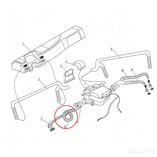 JZL1 ZOOMLION BRAND SPECIAL CHASSIS FOR TRUCK CRANE-LEFT AIR PIPE FOR BLOWING FOOT